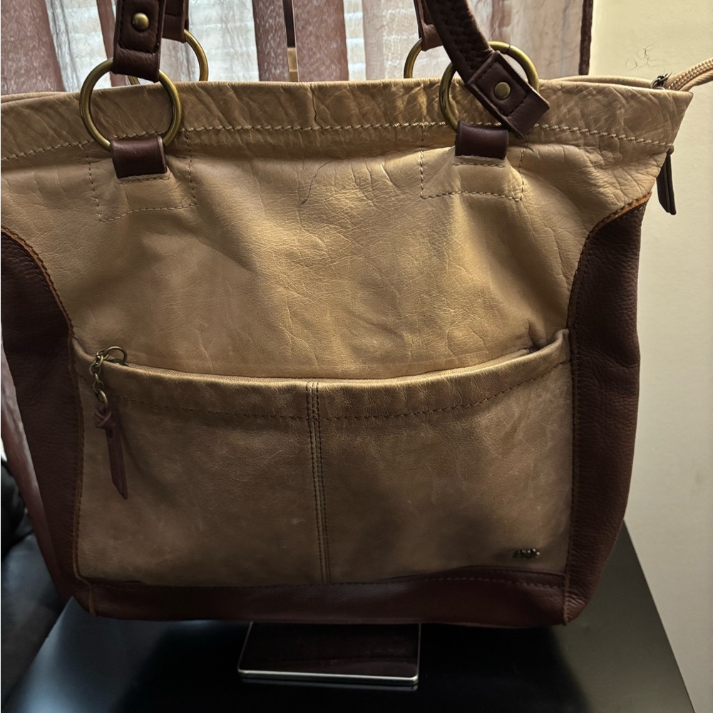 SAK BROWN LEATHER TOTE BAG